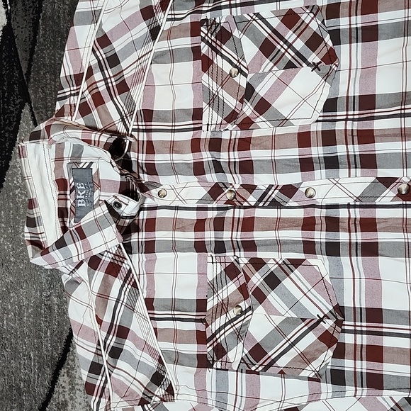 BKE ATHLETIC FIT PLAID SNAP-BUTTON LONG-SLEEVED SHIRT XXL - Picture 2 of 14